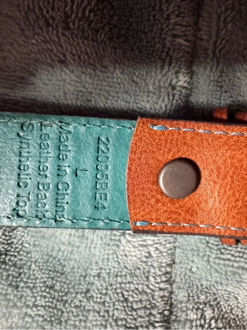 Kids Black Leather Belt with Teal & Light Blue Arrow Embroidery